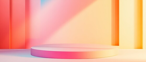 A vibrant and colorful stage with soft lighting, perfect for presentations, displays, or creative projects.