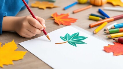 Naklejka premium Children are drawing color image in Classroom.