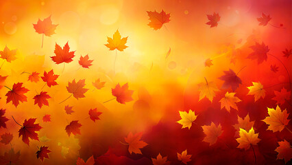 Autumn leaves in warm colors creating a beautiful abstract background with copy space
