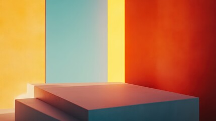 Obraz premium Vibrant abstract composition featuring bold colors and geometric shapes, creating a modern artistic ambiance.
