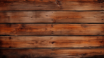 A high resolution close-up of rustic wood planks with intricate grain patterns, knots and weathered textures. The wood is a rich warm brown with visible signs of age and wear.
