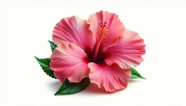 beautiful pink hibiscus rosa sinensis also known in india as jasud flower,Chinese hibiscus,China rose,Hawaiian hibiscus,rose mallow blooming isolated on white background