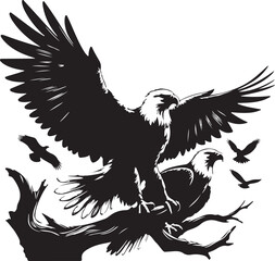 Majestic Eagle Bird Vector art Illustration and silhouettes style with white background