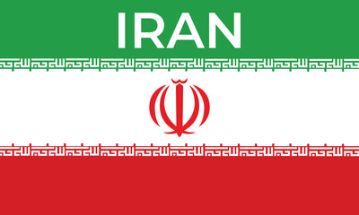 Vector flag of Iran. National emblem of Iran Islamic republic. Patriotic banner illustration.