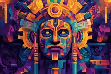 Abstract Geometric Portrait of a Person with a Crown