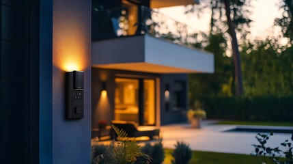 Fototapeta premium High-End Smart Home Security System with Sleek Control Panel and Night Vision Cameras - Modern Minimalist Design