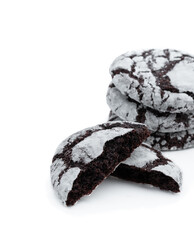 Delicious chocolate cookies isolated on white