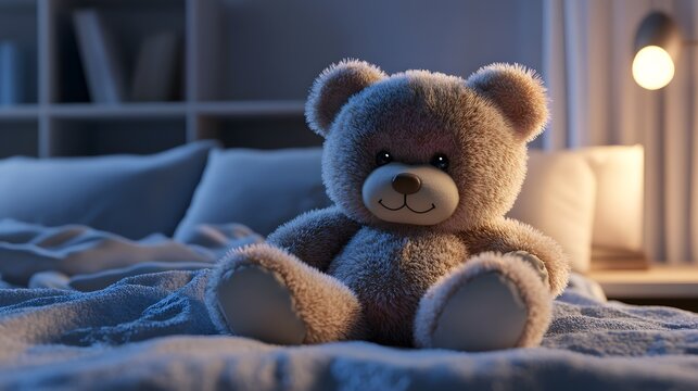 Niedlicher realistisch animierter Teddyb&auml;r im Freien