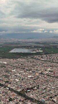 Vertical aerial view of Nezahualcoyotl municipality