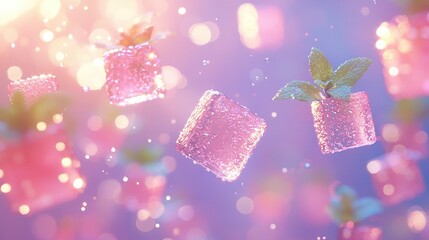 Obraz premium Ice Cubes with Mint Sprig
