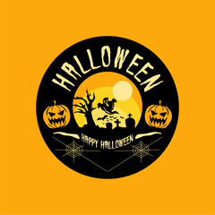Happy Halloween Festival Party Invinite Logo Template Illustration 