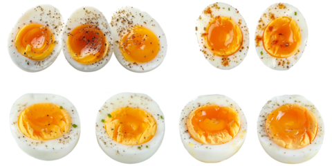 Boiled eggs set on a transparent background