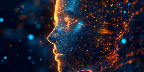 Futuristic concept of human-AI integration artificial intelligence machine learning Concept