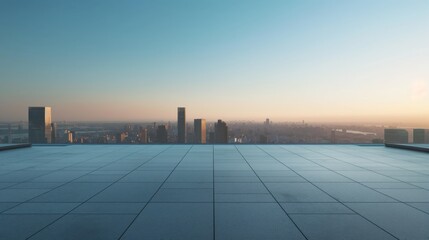 Fototapeta premium Wide outdoor podium with a view of the city landscape