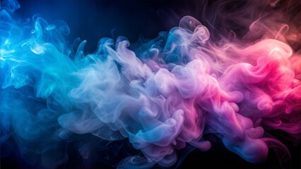 Obraz premium Colorful smoke swirls, vibrant abstract fog, blue and pink haze