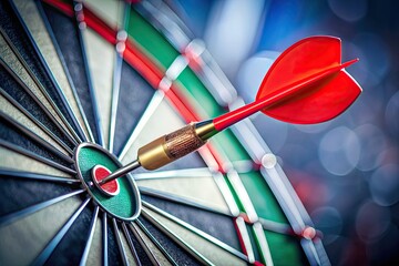 A red dart precisely hits the center of a dartboard, symbolizing focus, accuracy, and success in achieving business goals and financial targets.