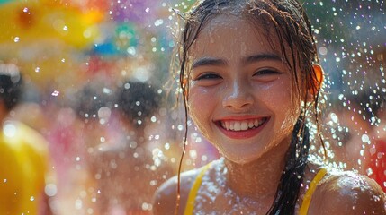 Fototapeta premium Exuberant Celebrations at Songkran Water Festival in Thailand