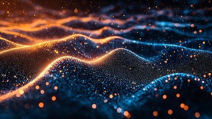 Abstract blue and orange glowing lights background, creating a visually striking contrast that represents the fusion of technology and design.