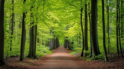 Obraz premium Verdant_Beech_Forest_Trail_A_picturesque_walkway