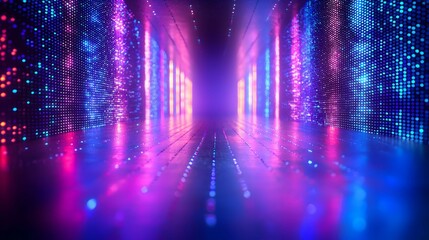 Abstract Neon Lights Background with Colorful LED Wall