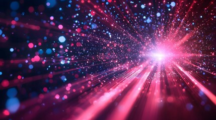 Fototapeta premium Abstract Pink and Blue Light Streaks and Bokeh Background