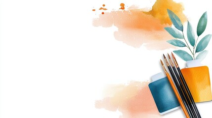 A vision board with inspiring messages and school supplies, watercolor illustration, soft tones, isolated on white background