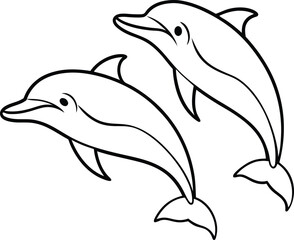 A fun and creative Dolphin line art coloring book for kids
