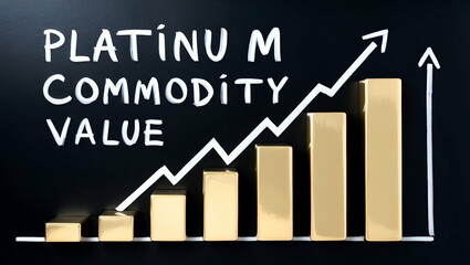 Photo Realistic as Blackboard with Platinum Bars and Upward Arrow concept as A blackboard featuring platinum bars and an upward arrow set against a whimsical background offering ample space for text o