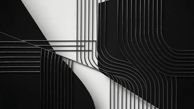 Black and white abstract line pattern with modern Motion Design animation