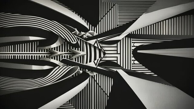 Black and white abstract vintage pattern with Motion design animation