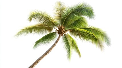 A Hawaiian palm tree, tropical flora, illustration, tall and slender, isolated on white background