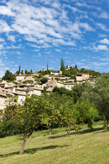 Mirmande, one of the Most Beautiful Villages of France, Drôme. City in southeastern France., Mirmande de is a picturesque medieval village perched on a hill.