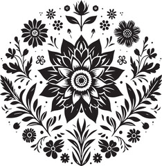 a vector art silhouette flower black and white 