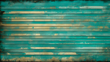 Distressed teal paint featuring peeling and chipped layers