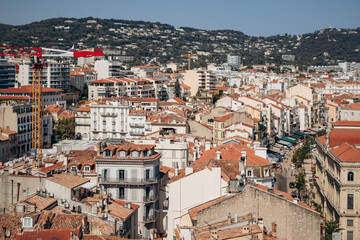 Cannes, France - August 1, 2024: View of the rooftops of Cannes on a sunny day