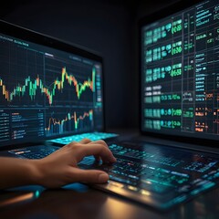 Attractive Finance and money technology background in asset management