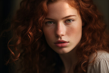 Naklejka premium powerful portrait of a red hair woman