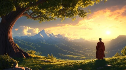 Buddhist Monk Animated Journey, a vibrant 2D cartoon showcasing the serene life of a monk, exploring themes of mindfulness, compassion, and spiritual growth through engaging visuals.