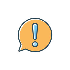 Alert message in speech bubble. Colorful alert sign in a speech bubble, a visual representation of warning, caution, or notification.