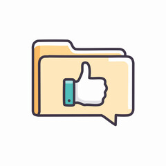 Folder with thumbs up icon. Illustration of a folder with a thumbs up icon inside, representing approval, confirmation, or positive feedback.