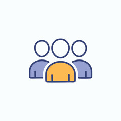 Group of three people icon design. A simple and colorful illustration of three people, representing a team, community, or partnership.