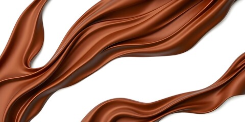 Smooth Flowing Brown Silk Waves on White Background