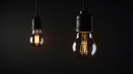 Two glowing light bulbs suspended against a dark background, creating a warm and inviting atmosphere.