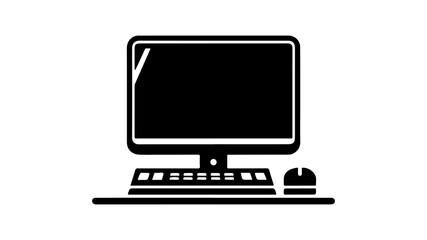 Fototapeta premium Modern Computer Silhouette Vector Illustration. Sleek and Minimalist Design.