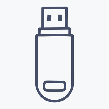 recommend clip art: Data storage device outline icon. Simple line art vector illustration of a USB flash drive, perfect for web design or mobile app interface.