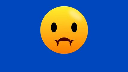face vomiting emoji animation on blue cut out screen. concept for unhealthy day. - Powered by Adobe