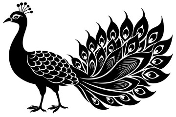 Peacock bird vector silhouette, Peacock bird icon vector illustration