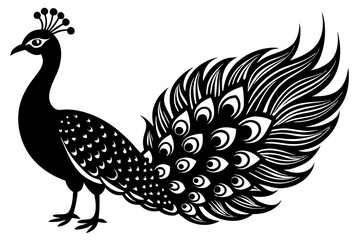 Peacock bird vector silhouette, Peacock bird icon vector illustration