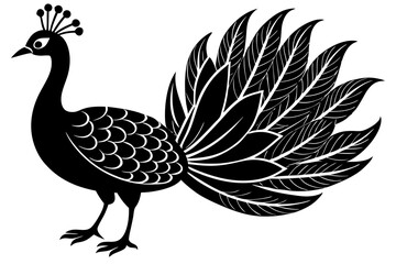 Peacock bird vector silhouette, Peacock bird icon vector illustration