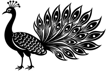 Peacock bird vector silhouette, Peacock bird icon vector illustration